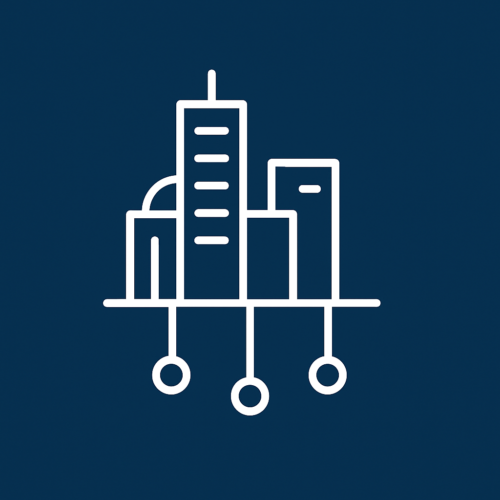 Icon representing urban infrastructure and smart cities